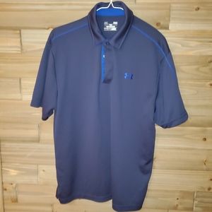 Mens LARGE Under Armour Heatgear Polo (navy blue)